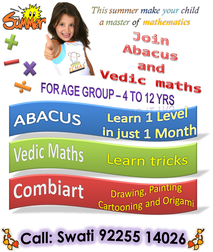 ICMAS Abacus Classes in Pune, Kothrud, Paud Road, Karvenagar SUMMER