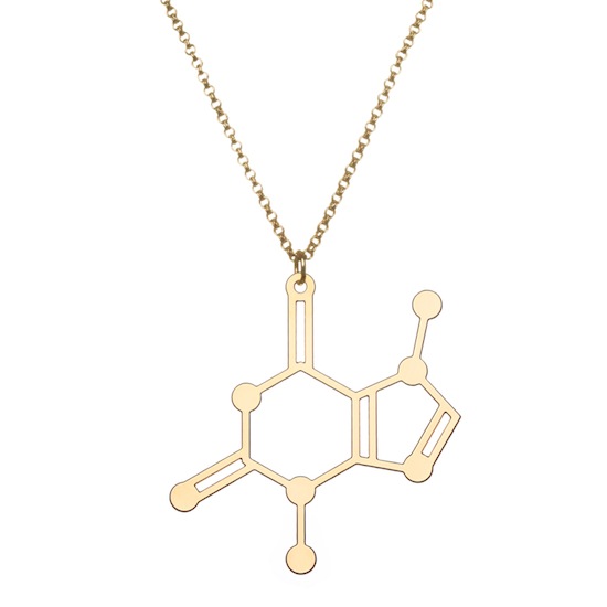Aroha Silhouettes Gold Plated Chocolate Theobromine Molecule Necklace