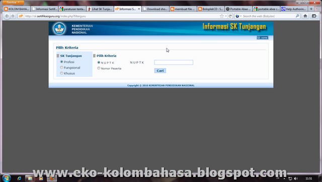 nomor peserta isikan nuptk atau nomor peserta sertifikasi klik cari