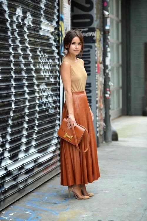 Street style Leather maxi skirt