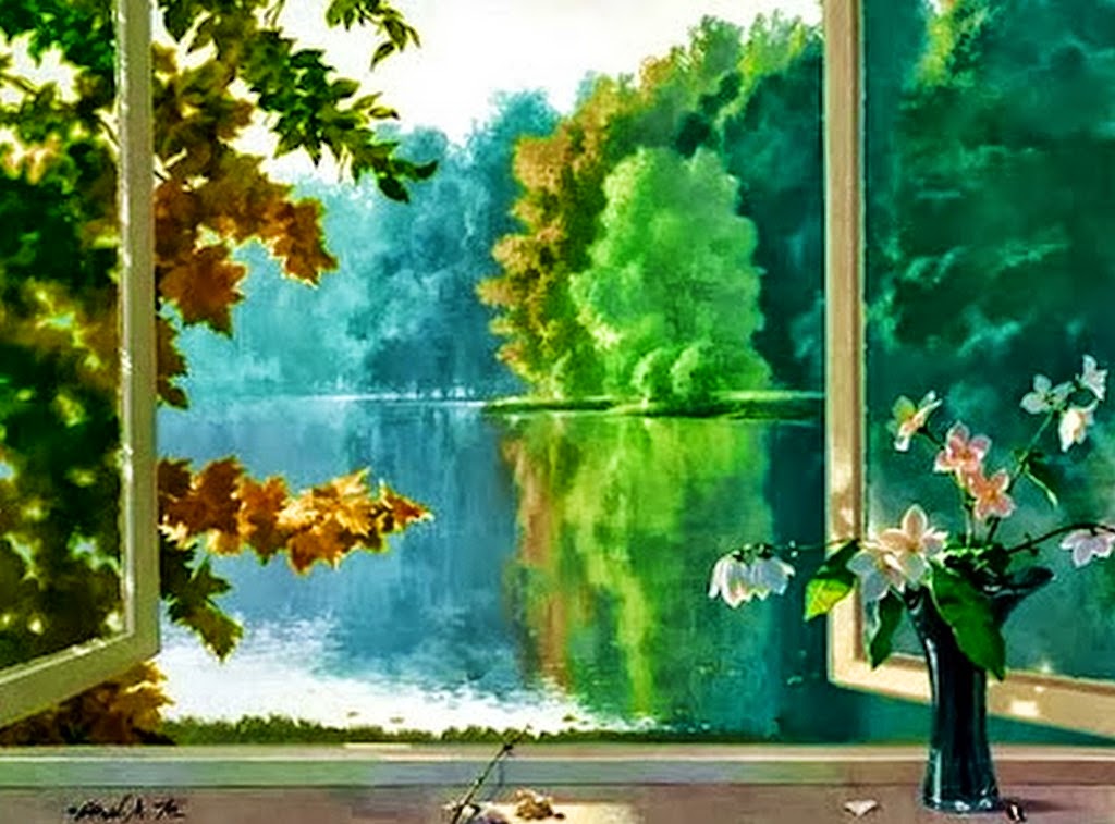 imagenes-cuadros-flores-y-ventanas pinturas-al -oleo de-ventanas-con-flores
