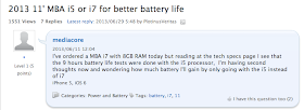 macbook air 2013 i5 i7 バッテリーの保ち