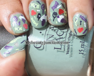 Trick or treat manicure for Hallowe'en nail art challenge with OPI Thanks a Windmillion and Suzi Says Feng Shui
