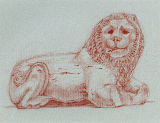 The Lion of Knidos Great Court British Museum red chalk drawing