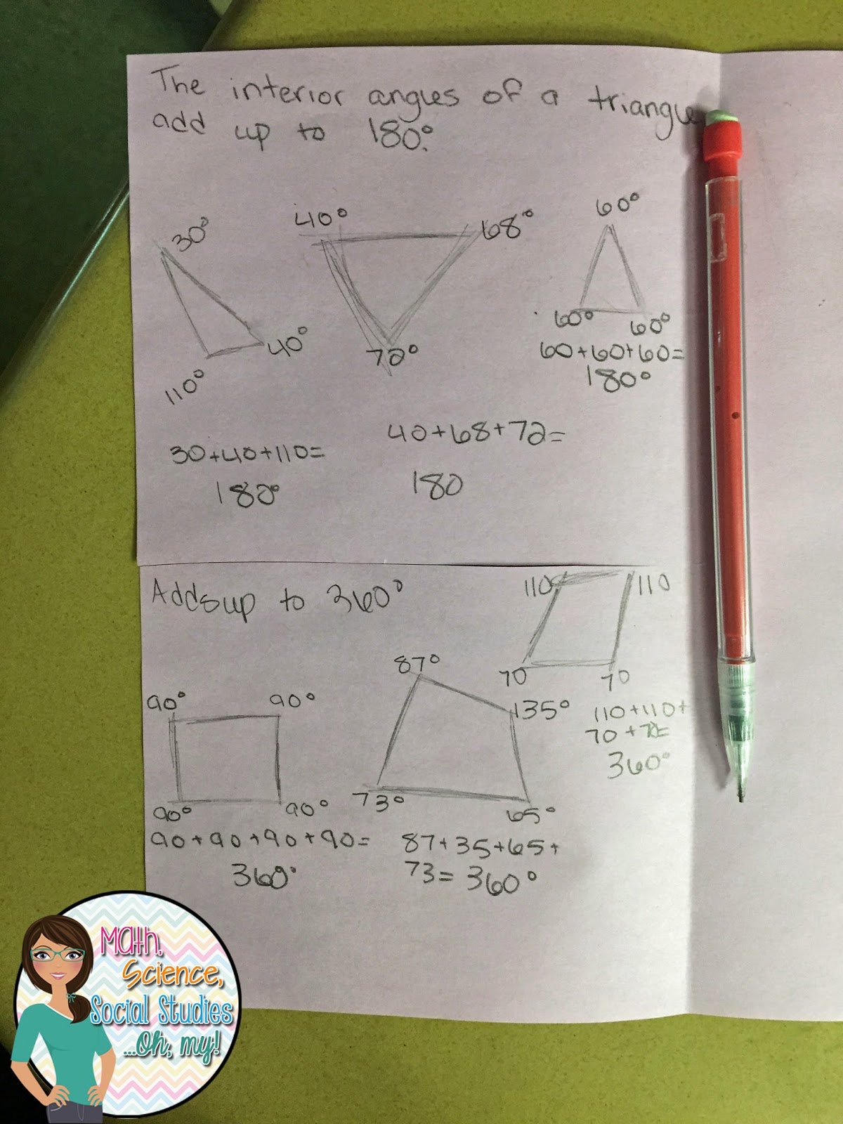 Interior Angles of Triangles and Quadrilaterals Technically Speaking