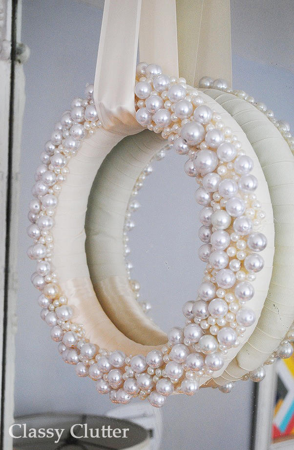 DIY Wintery Pearl Wreath Classy Clutter