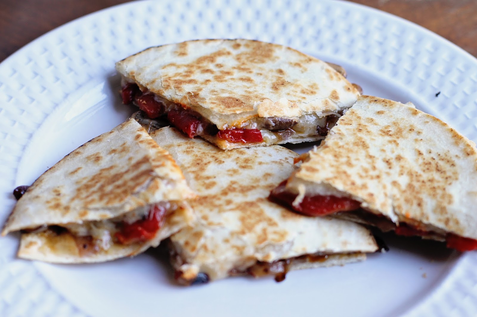 Running from the Law Roasted Red Pepper & Portabella Mushroom Quesadillas