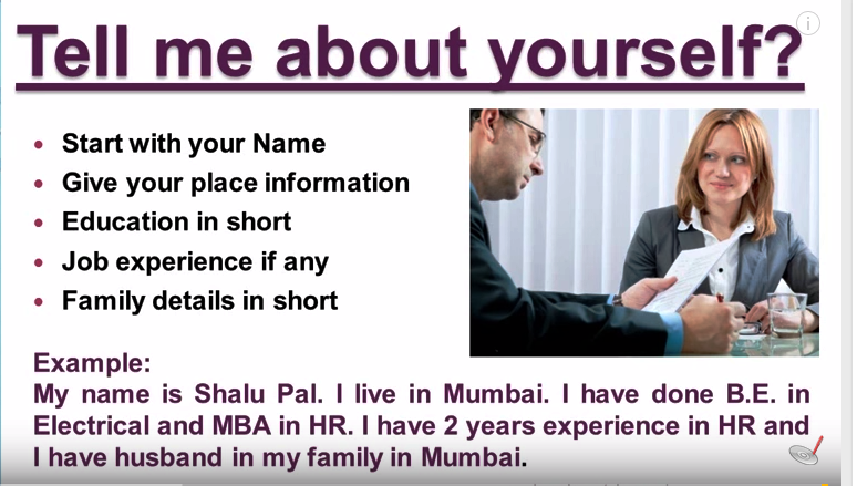 friskila english course tell me about your self your strengths why do you want to work in our company