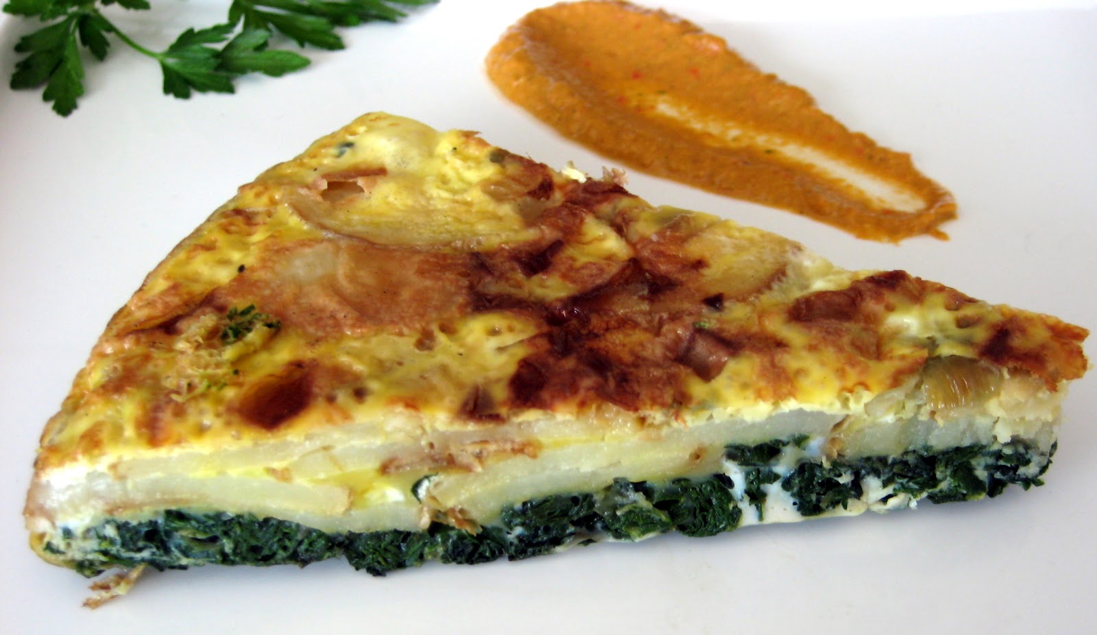 Lexi's Kitchen CHARD AND POTATO SPANISH TORTILLA WITH ROMESCO SAUCE