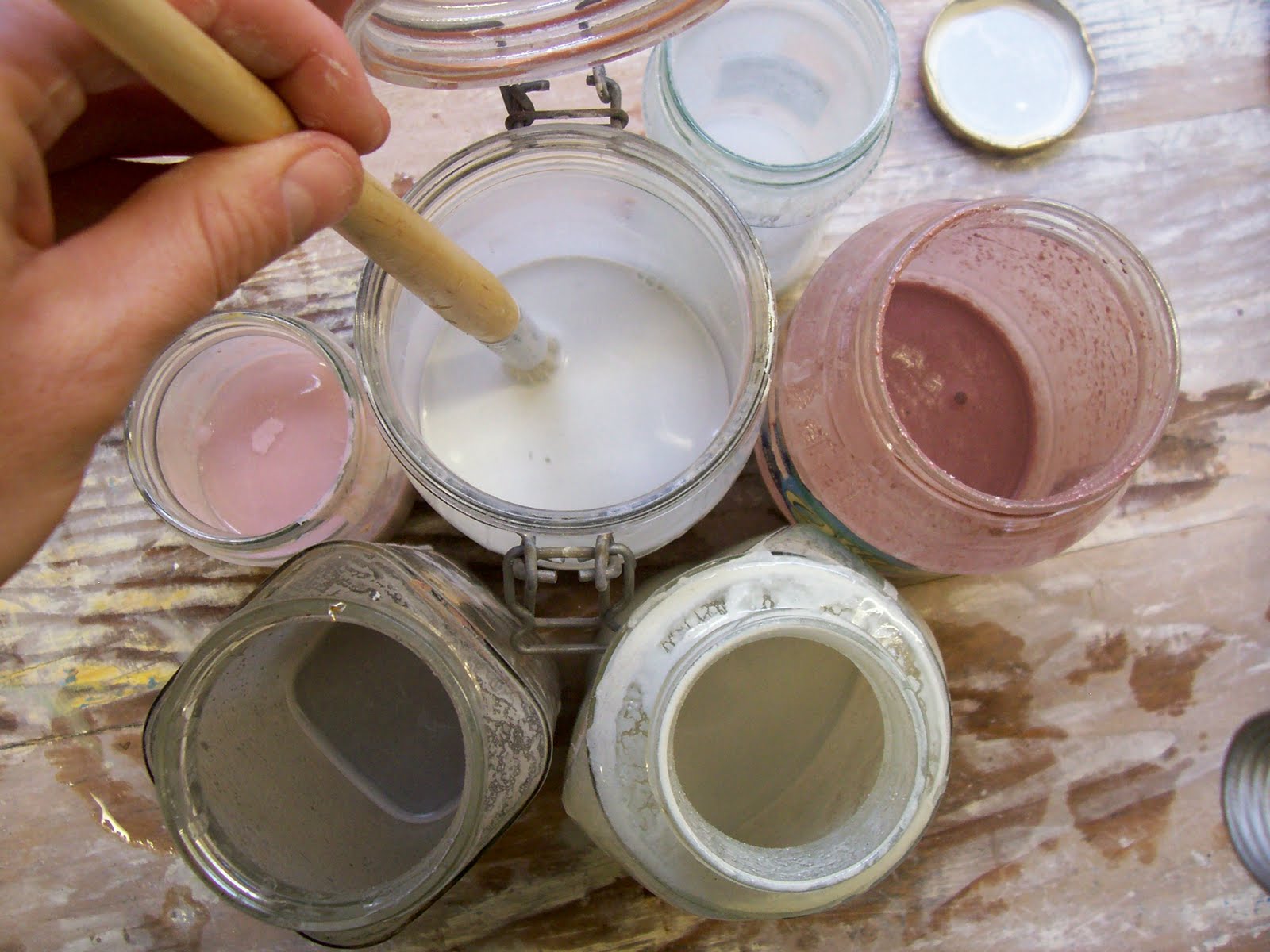 Little Brick House Clayworks Mixing New Glaze samples in my