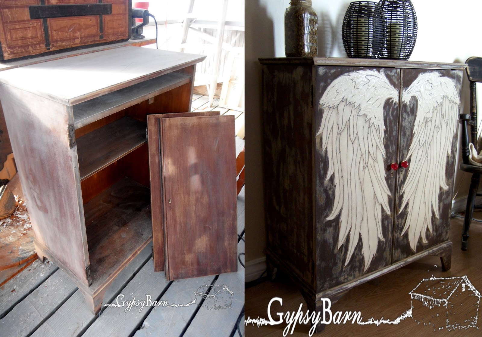 Gypsy Barn The Angel Wing Cubby Burning Painting Texture