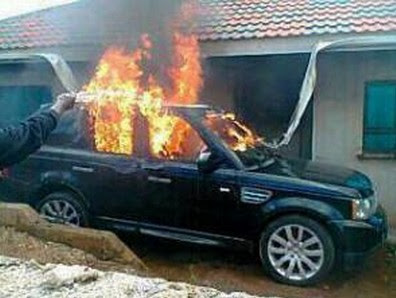 Naija Babe Sets Her Boyfriend's Range Rover JEEP On Fire For Cheating On Her [Pics]
