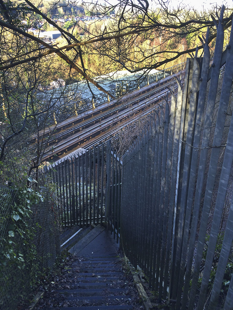 Steps up from the railway. Riddlesdown, 12 January 2014. Steps up from the railway. Riddlesdown, 12 January 2014.