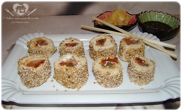 sushis falsos com pao de forma e recheios variados