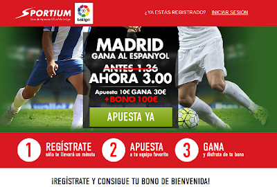 Sportium Super cuota 3 Real Madrid gana Espanyol 12 septiembre Sportium Super cuota 3 Real Madrid gana Espanyol 12 septiembre