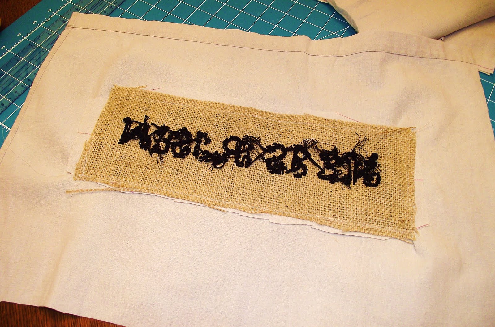 Sheila Atchley Designs Embroidery on Burlap