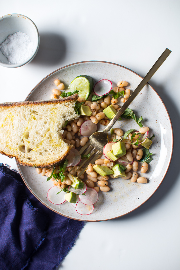 Flourishing Foodie Spring Salad with White Beans, Avocado, and