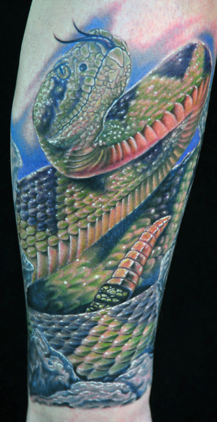 3D Snakes Tattoo on Biceps and Triceps-01 tattoosphotogallery.blogspot.com