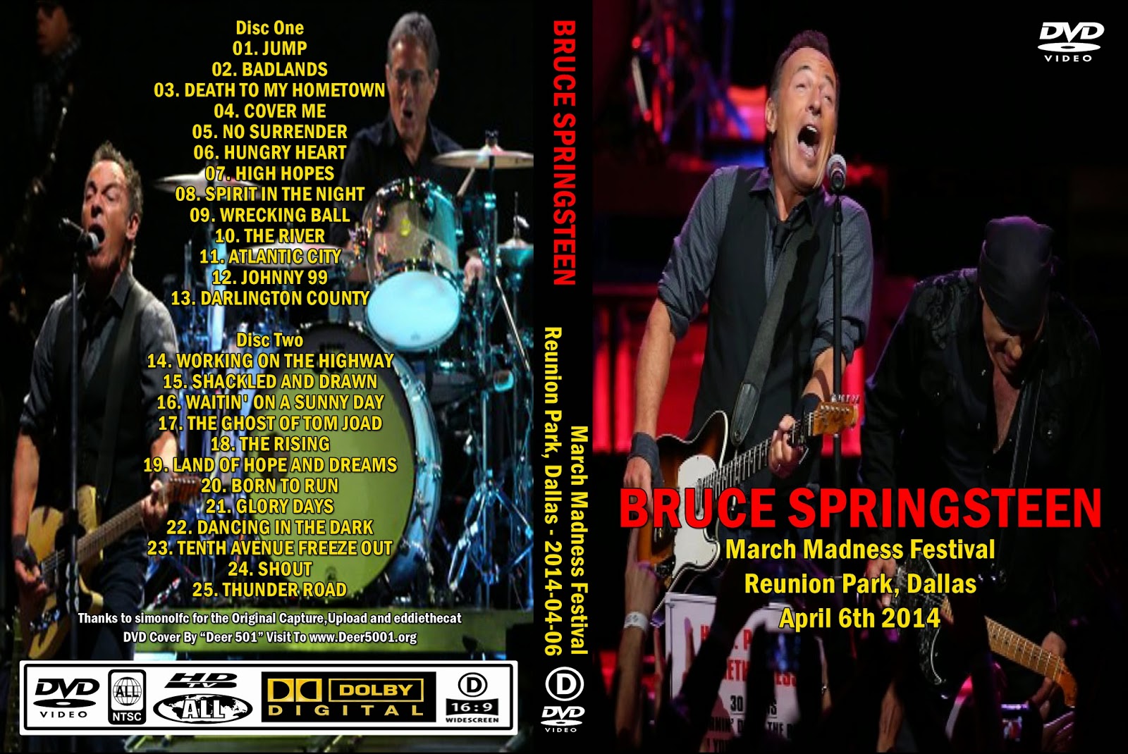 T.U.B.E. Bruce Springsteen 20140406 Dallas, TX (2xDVDfull proshot)