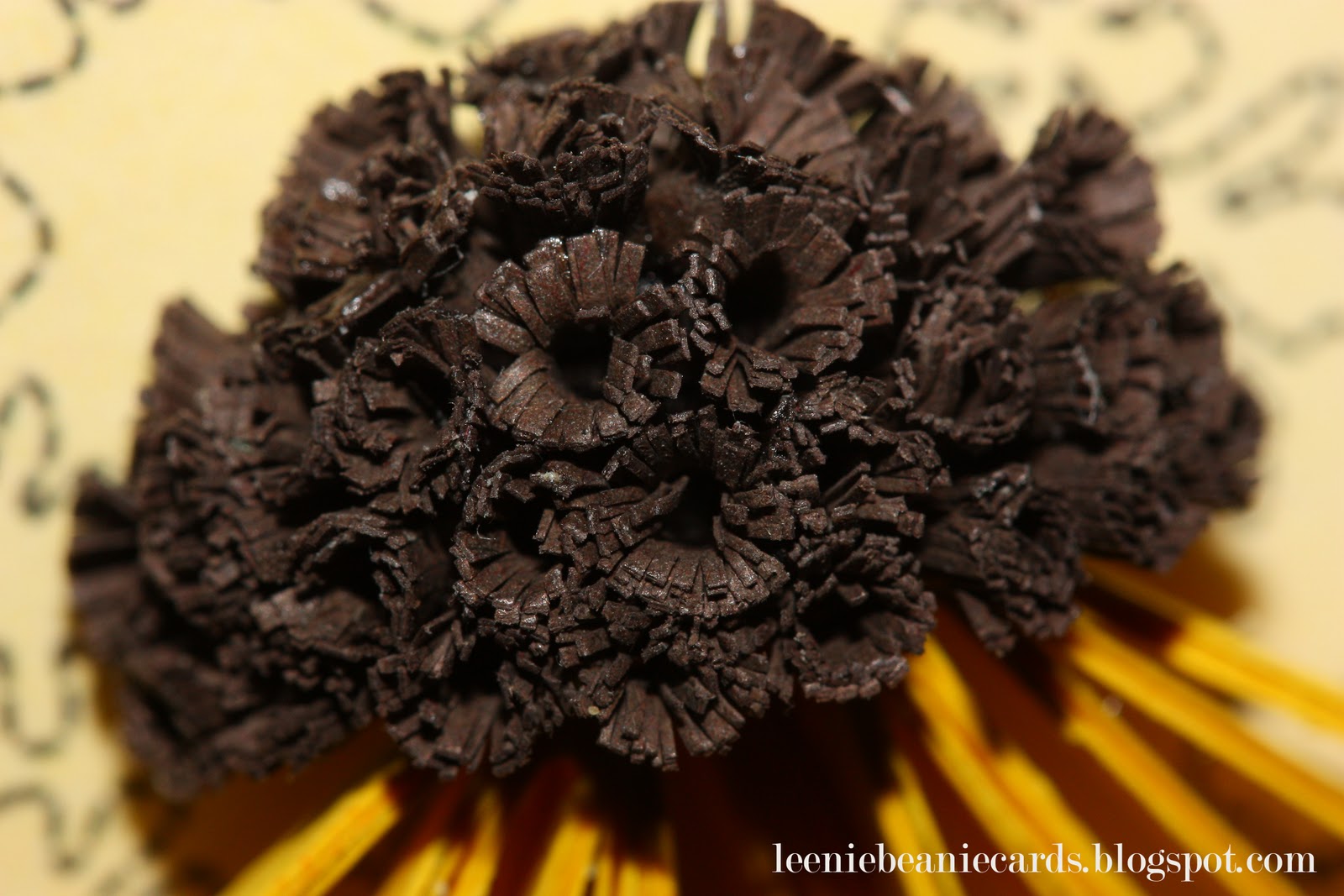 Love in Envelope Quilling Yellow Cone Flower
