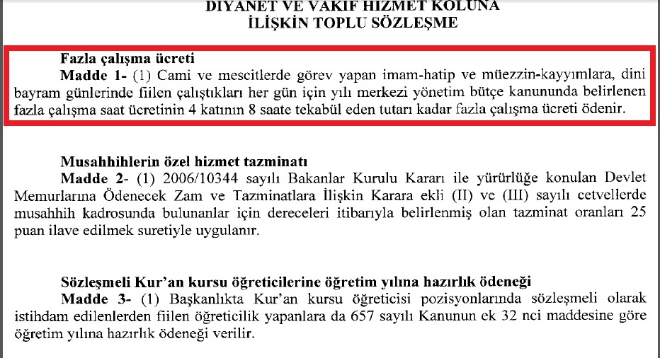 ahmet dursun imam ve muezzinlerin fazla mesai almasi caiz midir ya bayram tatilleri uzarsa