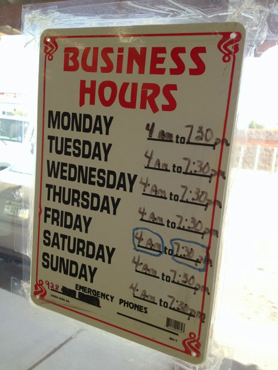 Rolling Steel Tent But Fridays we're open 4 AM to 730 PM