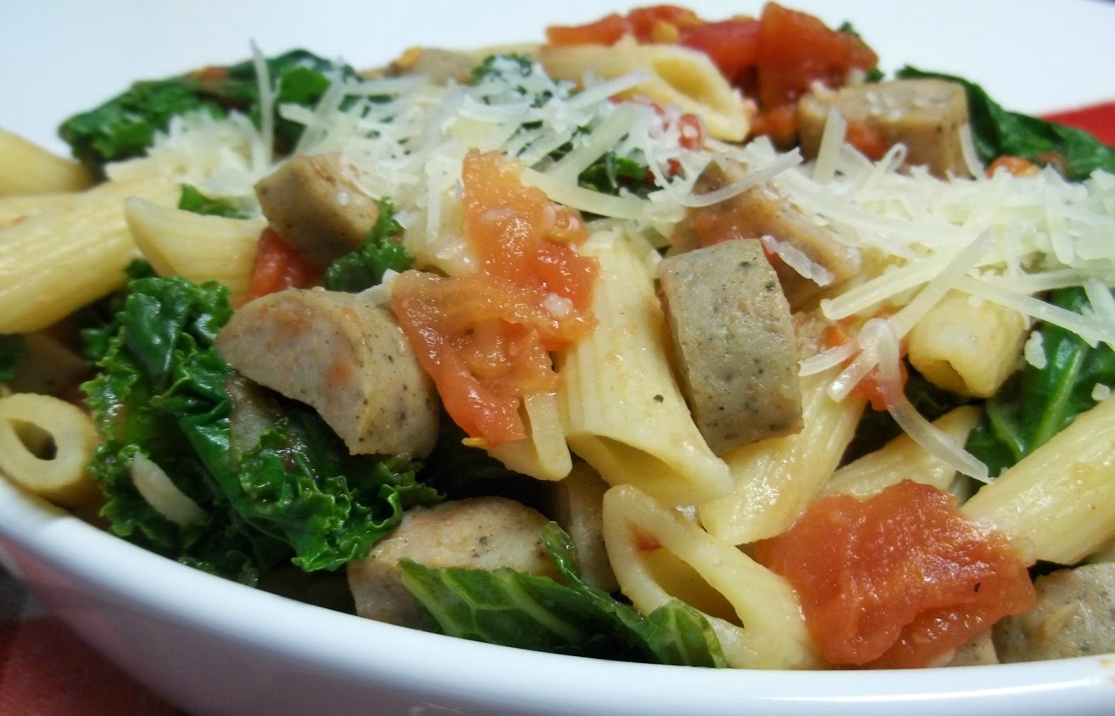 Christy's Cooking Creations Chicken Sausage and Wilted Kale Pasta