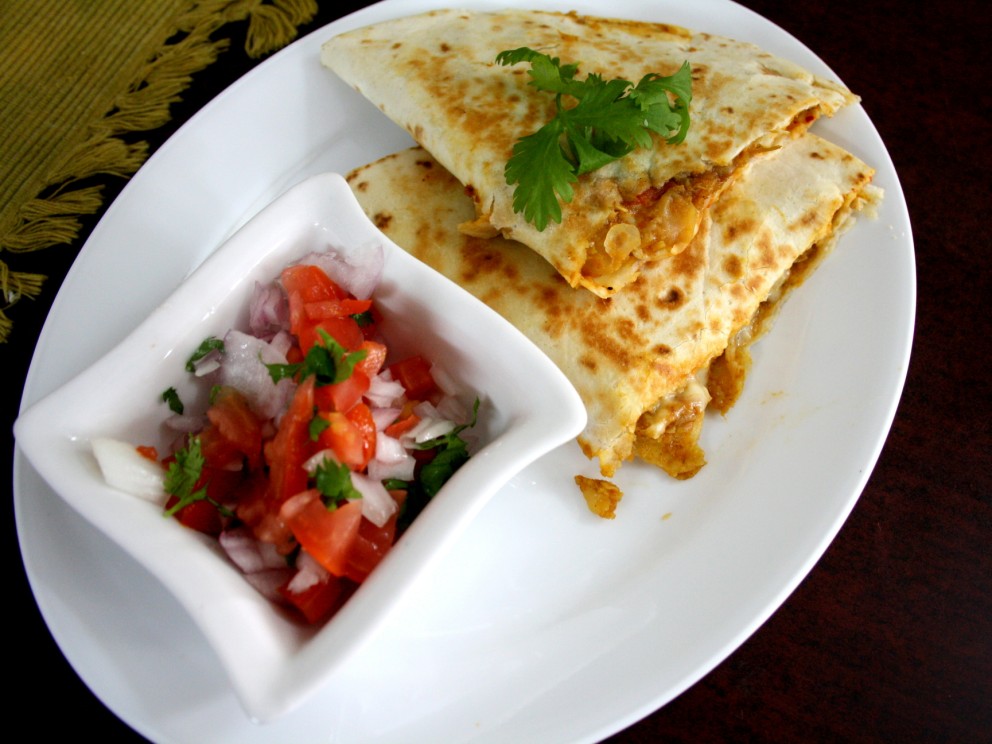 Q for Quesadilla Quesadilla with curried Chickpeas