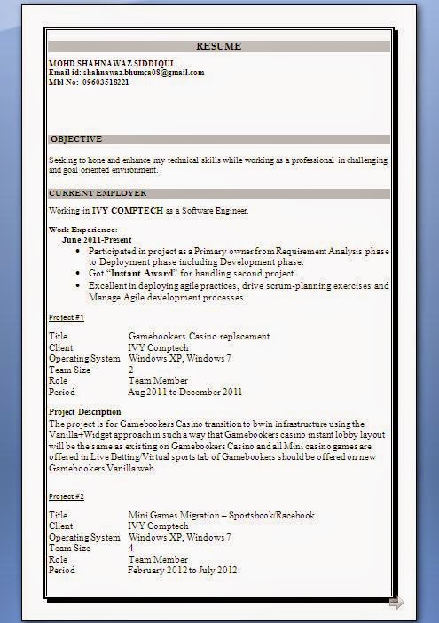 Sample Resume For Software Engineer With 3 Years Experience