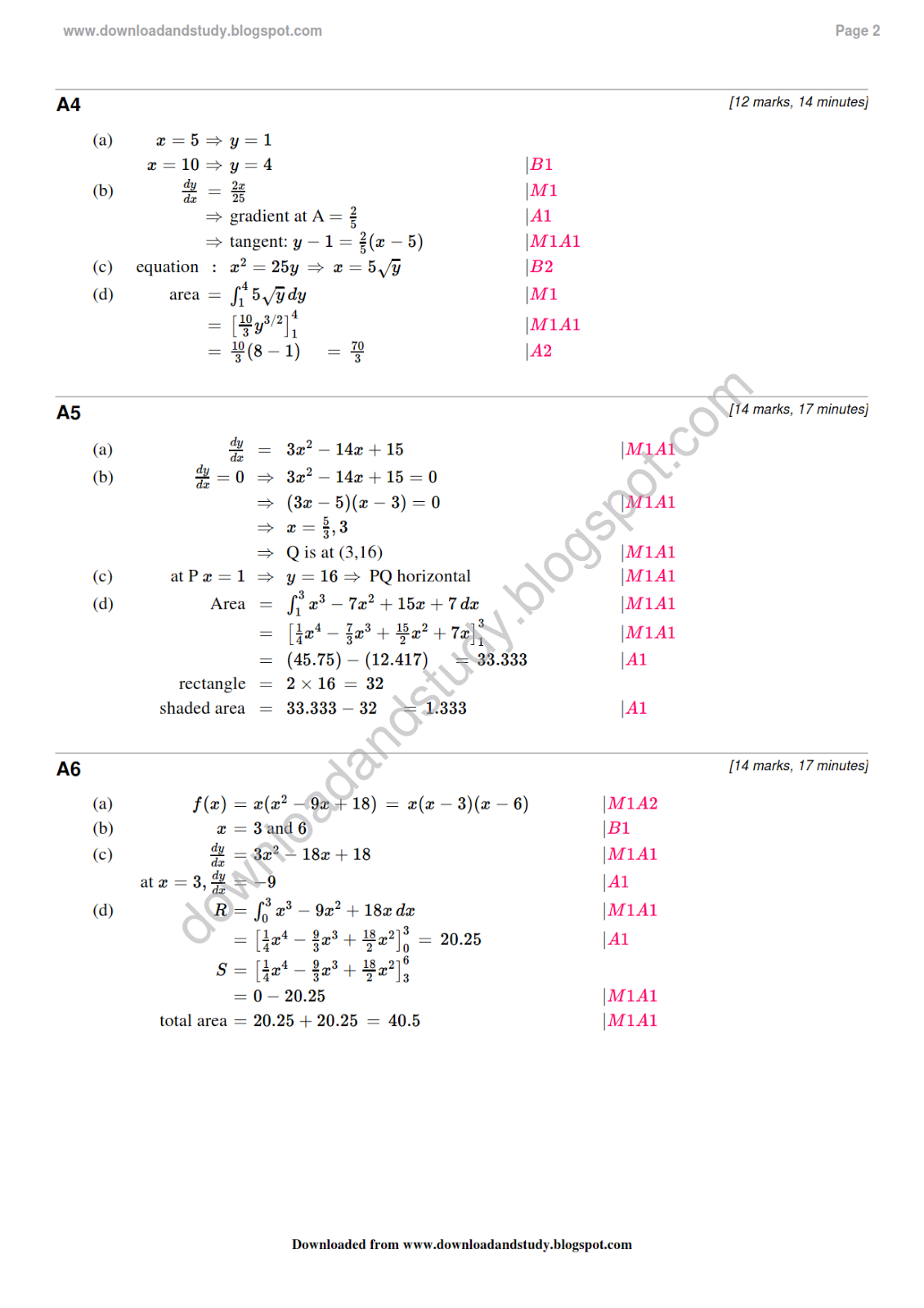 Download & Study: Solution to AS Maths Integration Revision Test/ Worksheet