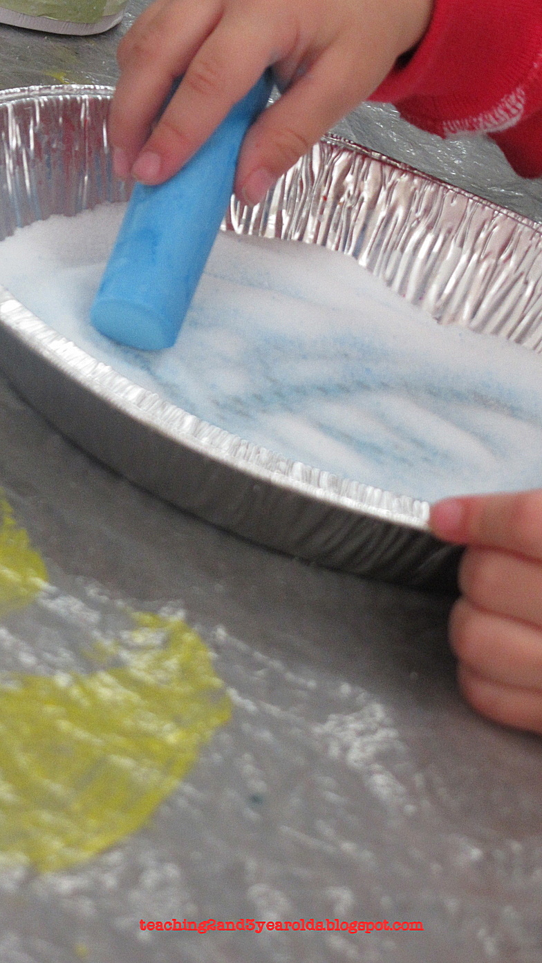 Teaching 2 and 3 Year Olds Salt Chalk Art