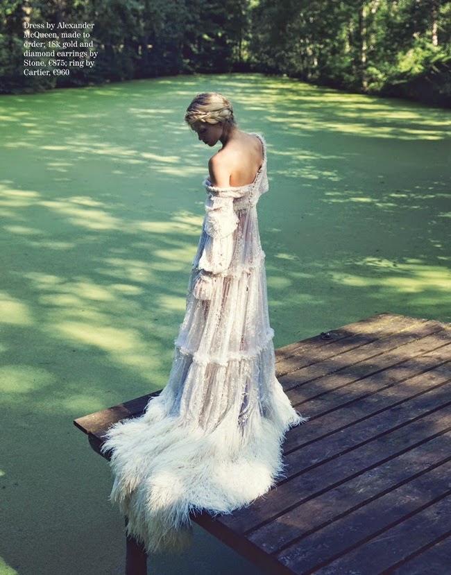 Porter #5 Winter 2014, Hana Jirickova Alexander McQueen 2014 AW Victorian Fancy White Dress Editorials