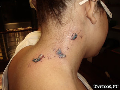 fotos de tatuagens de Borboletinhas no pescoço