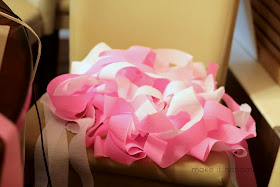 Make an easy Crepe Paper Curtain-- perfect for Valentines Day, Birthday's and Photo Backdrops! Tutorial by Make It Handmade