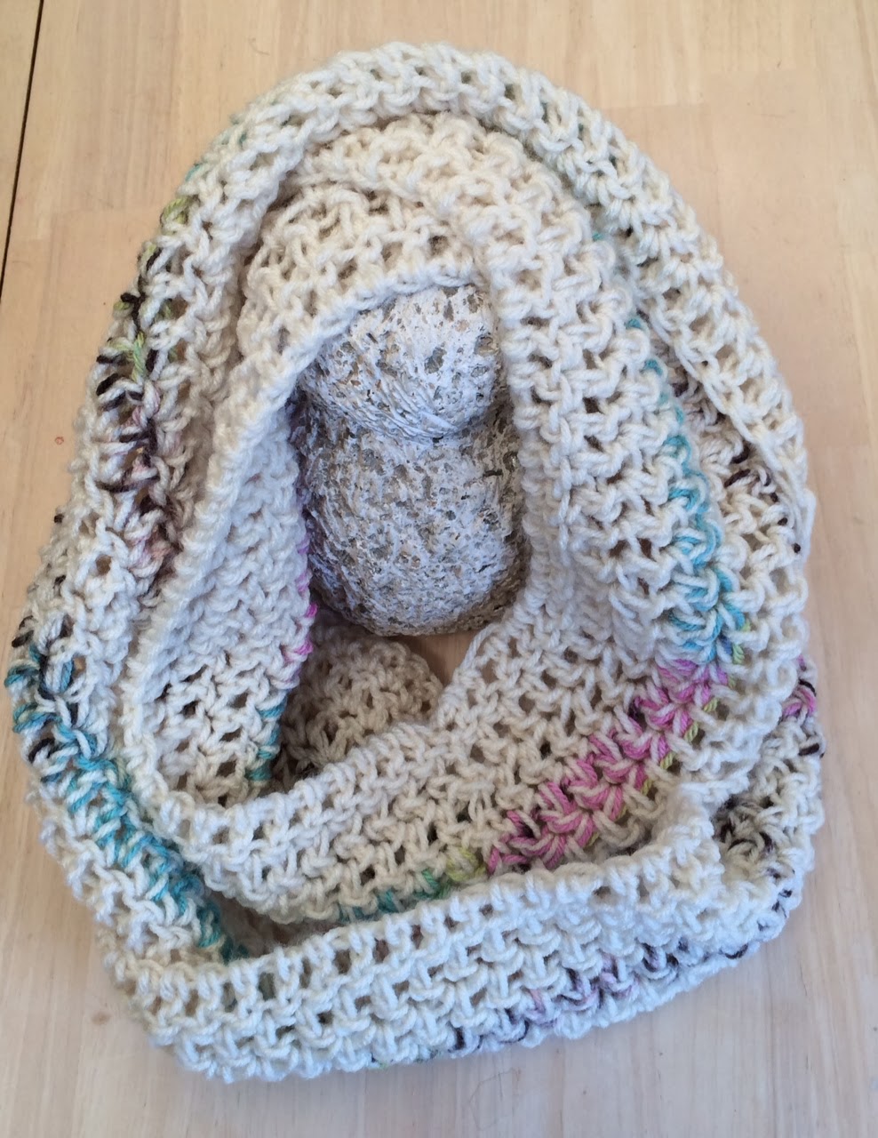 Crochet Crazy: Cream and Pastel Chunky Infinity Scarf