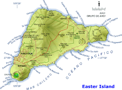 Easter Island map showing towns and villages