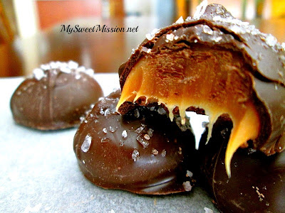 Dark Chocolate Caramel Bon Bons w/Sea Salt by Chocoley at MySweetMission.net