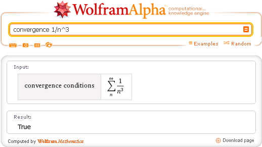 Как исследовать сходимость числового ряда в Wolfram|Alpha