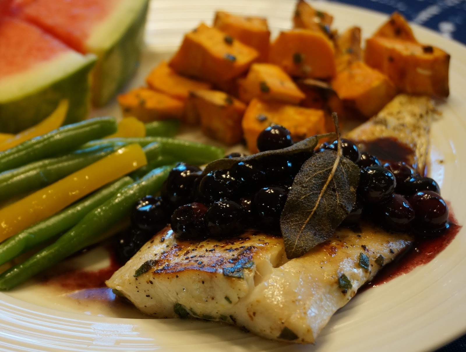 Mennonite Girls Can Cook Halibut with Blueberries and Sage
