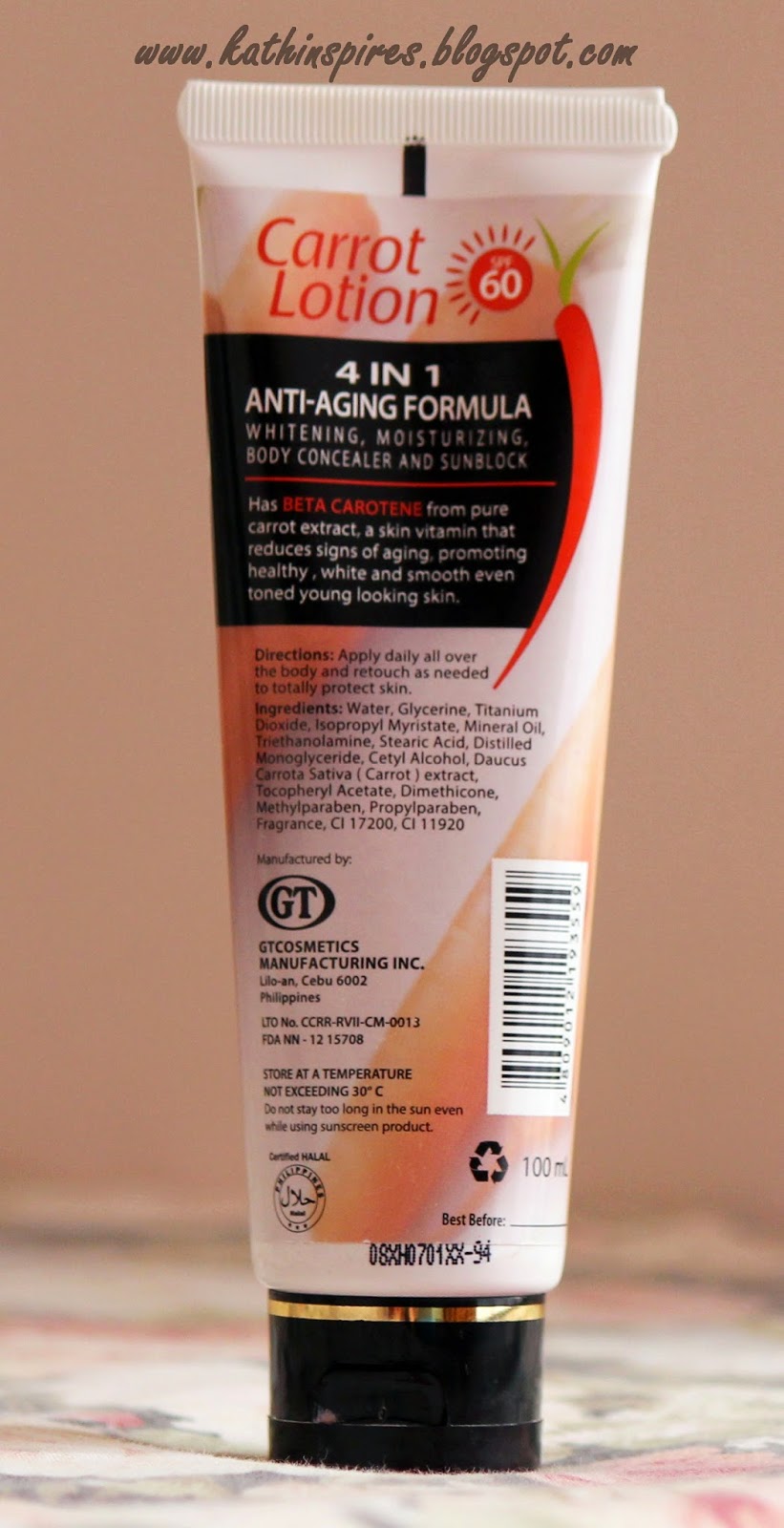 Beauty Inspirations by K REVIEW GT Carrot Lotion