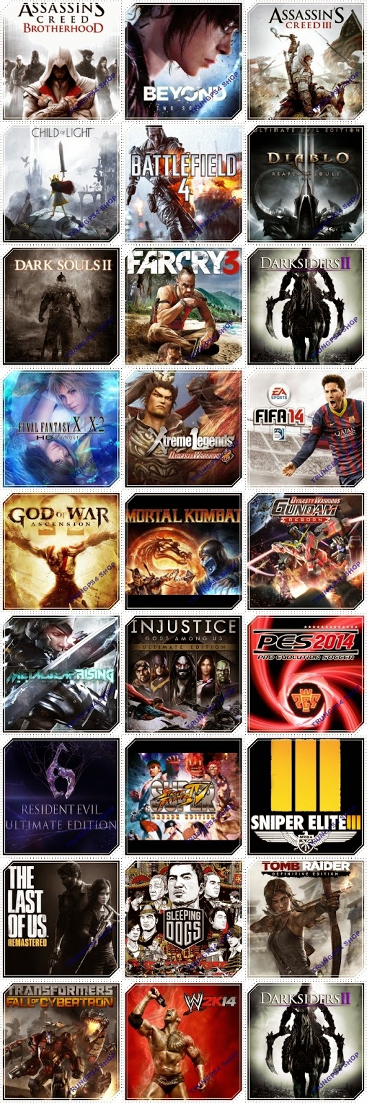 tin hot,chep game máy ps3 và ps4 đồng giá 70 k