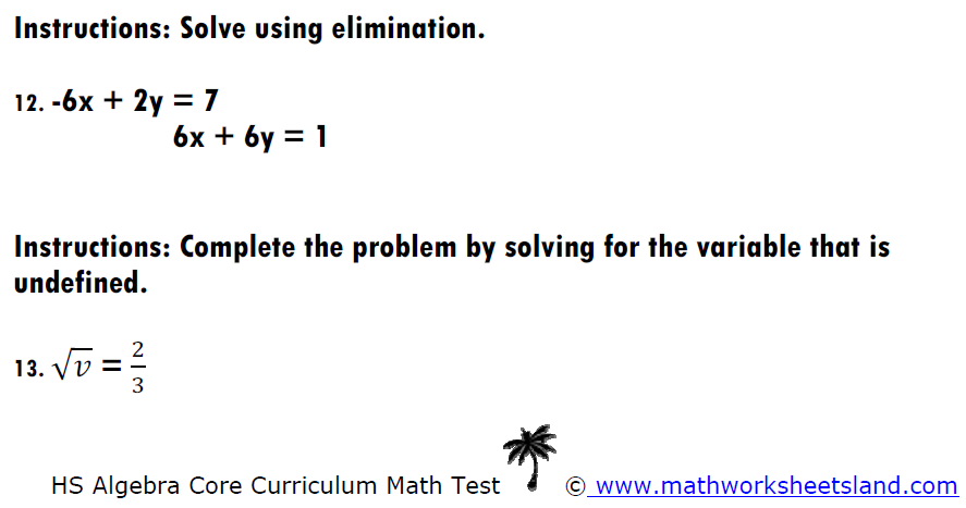 Printables Math Worksheets For High School Algebra out in left field math problems of the week common core inspired from a high school algebra curriculum test sampler at worksheets land