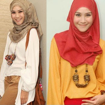 Gaya Jilbab Polos Aksesoris Kalung Etnik Ala Zaskia Mecca gaya jilbab polos aksesoris kalung etnik ala zaskia mecca