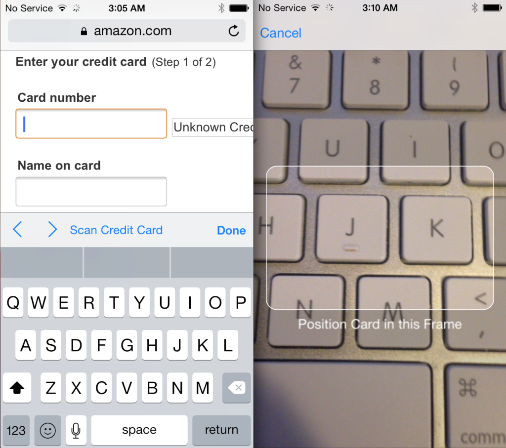 New In iOS 8: Safari Now Use Device's Camera to Scan Credit Card Info