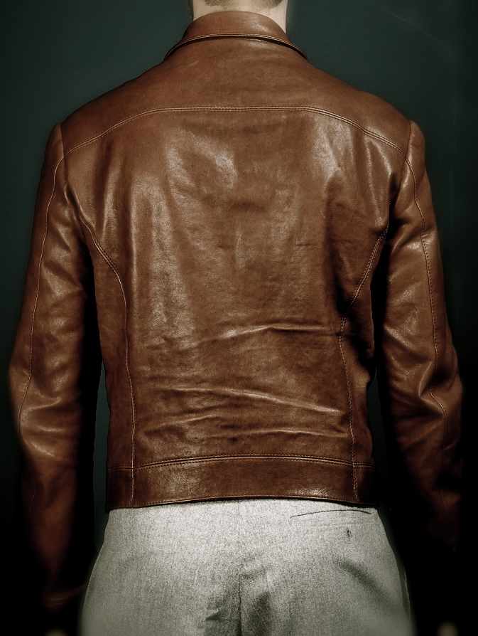 DAVIDE TAUB Bespoke Leather Bomber Jacket, in Cognac LambNappa Final Pictures, 2013
