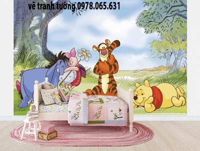 vẽ tranh tường phòng cho bé vẽ tranh tường phòng ngủ công chúa,cổ tích cho bé