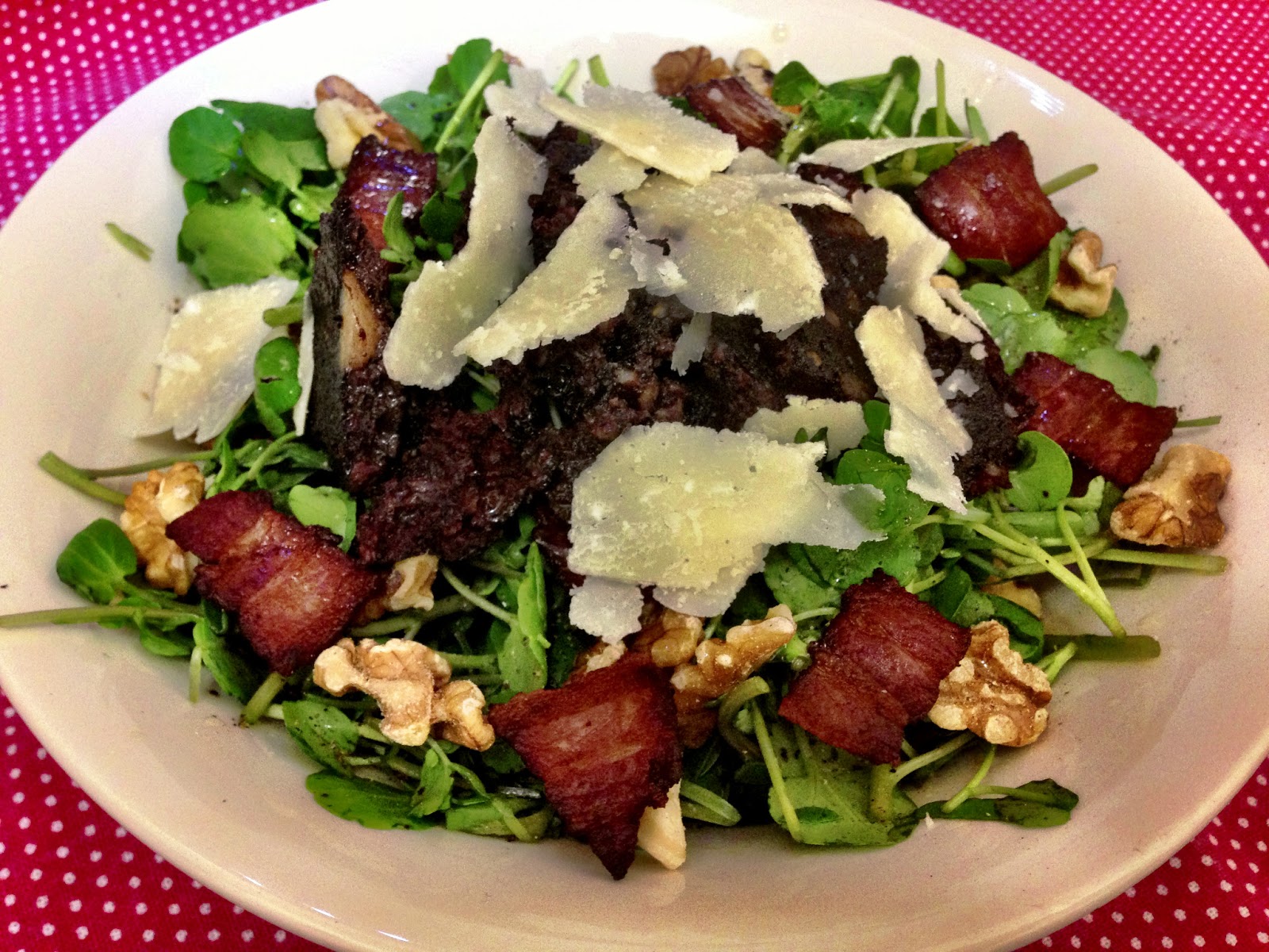 The lone gourmet Warm watercress and black pudding salad