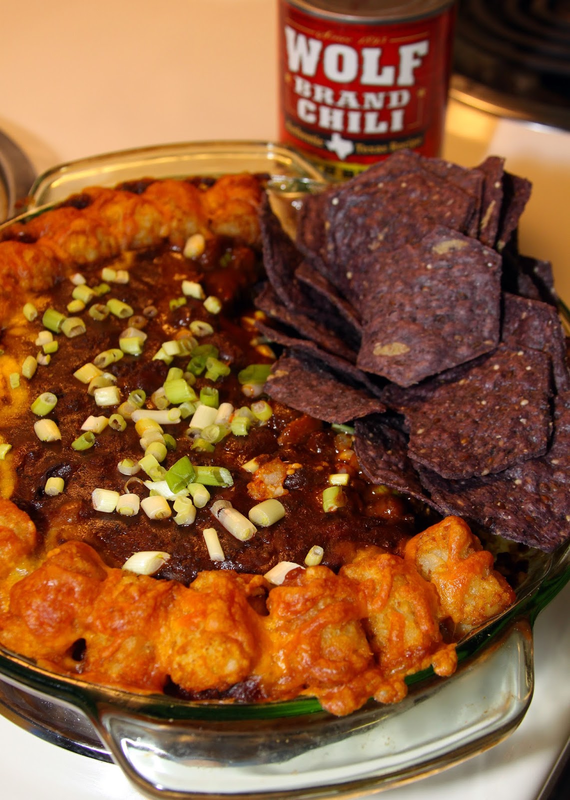 For the Love of Food Homegating Chili Cheese Tater Tot Dip
