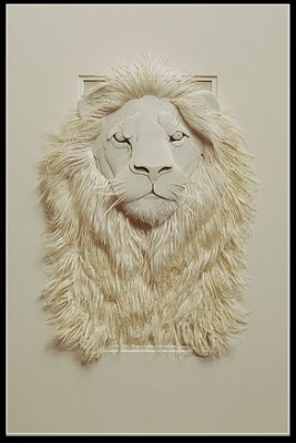 Lion from paper sculpture
