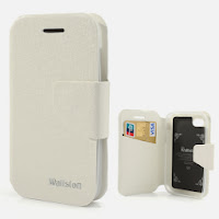 Wallston Filament Grain Leather Case Wallet with Card Slot for BlackBerry Q5 - White Wallston Filament Grain Leather Case Wallet with Card Slot for BlackBerry Q5 - White